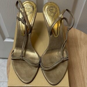 Rodo Metallic Gold Strappy Slingbacks